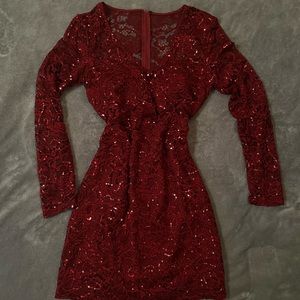 B. Darlin Red Long Sleeve Formal/ Dance Mini Dress